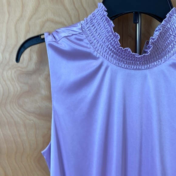 Silky Nanette Lepore Sleeveless Halter Lavender MIDI Dress w waist details - Picture 5 of 5